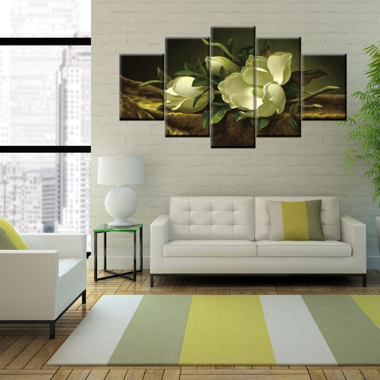 廠家直銷花繪系列五拼畫裝飾畫芯客廳裝飾畫來圖定制五聯(lián)畫WPH-37