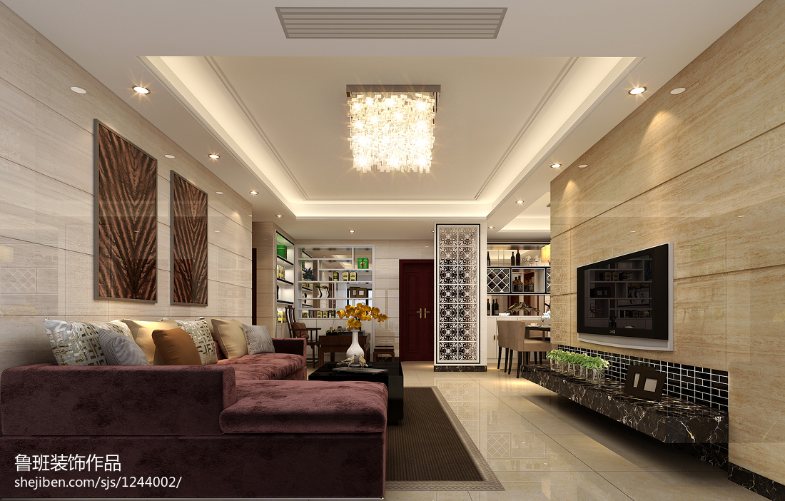 現代風格客廳電視墻裝修效果圖