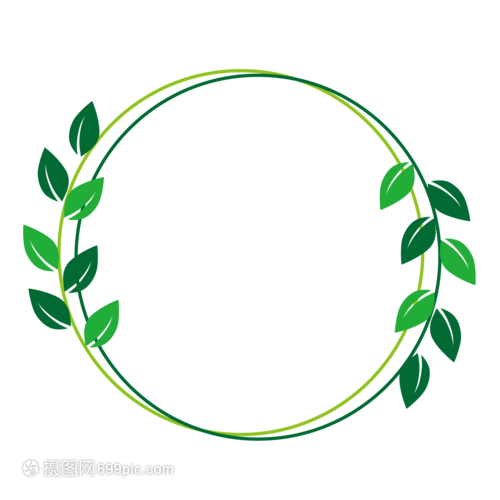 圓形綠葉邊框