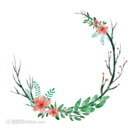 夏日綠葉鮮花邊框裝飾背景